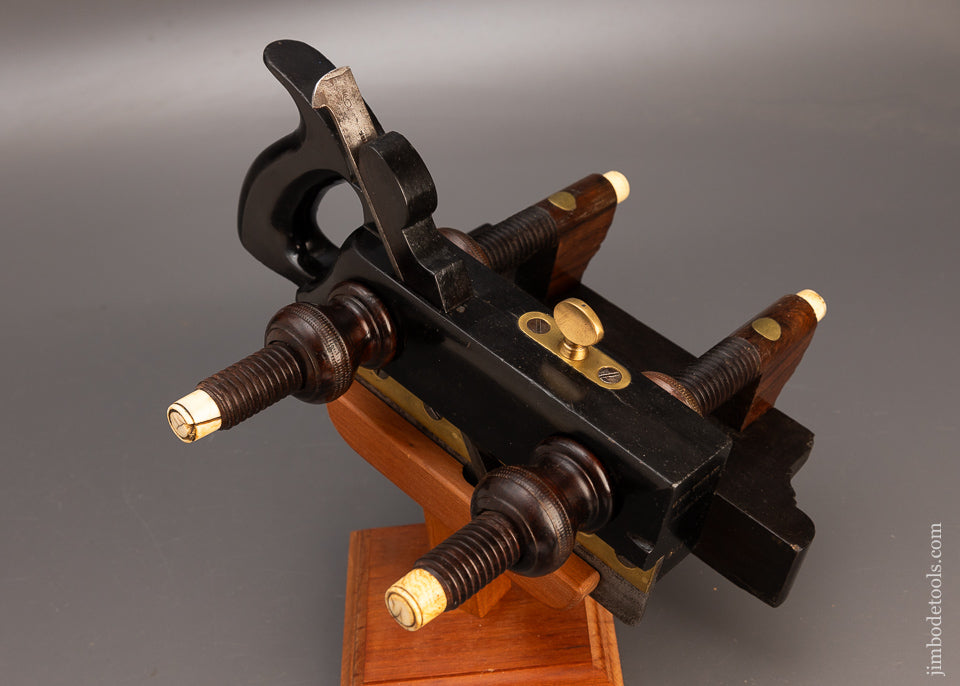 Spectacular Ivory Tipped Solid Ebony & Rosewood Plow Plane OHIO TOOL CO. No. 109 - EXCELSIOR 114006