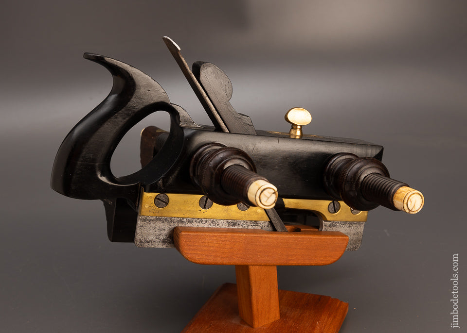 Spectacular Ivory Tipped Solid Ebony & Rosewood Plow Plane OHIO TOOL CO. No. 109 - EXCELSIOR 114006