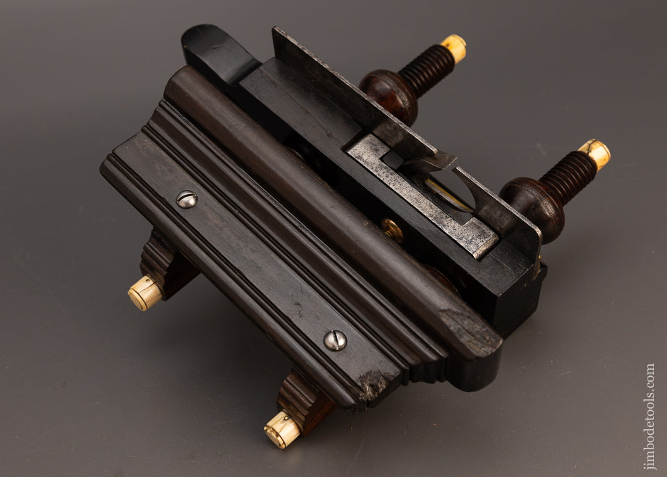 Spectacular Ivory Tipped Solid Ebony & Rosewood Plow Plane OHIO TOOL CO. No. 109 - EXCELSIOR 114006