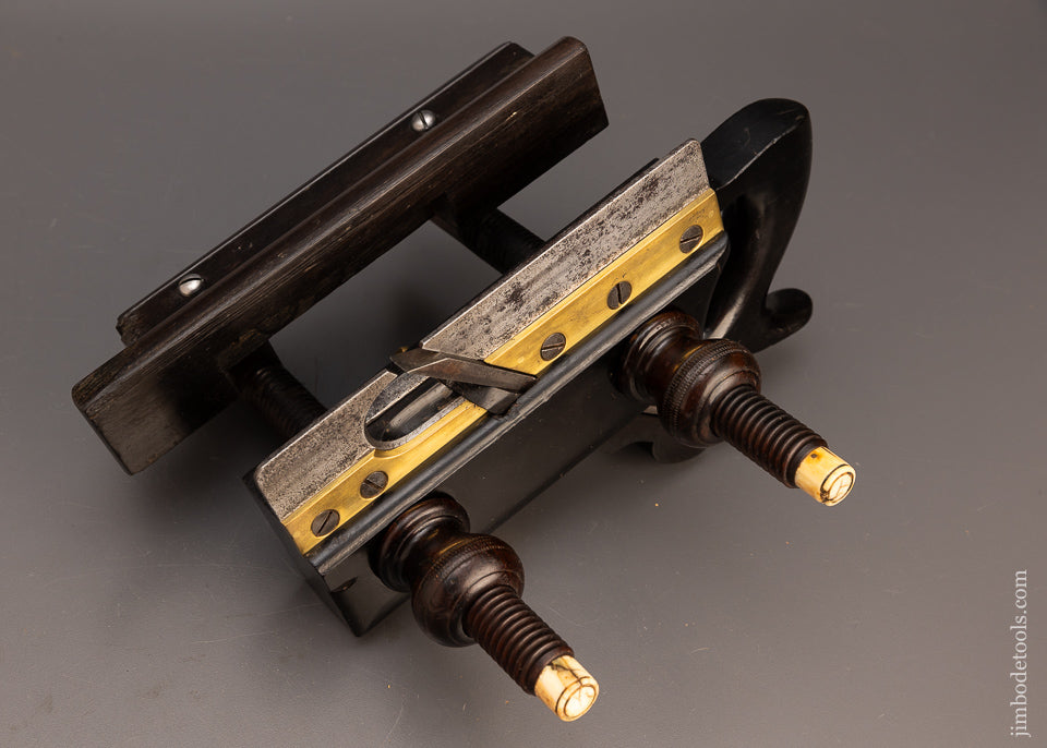 Spectacular Ivory Tipped Solid Ebony & Rosewood Plow Plane OHIO TOOL CO. No. 109 - EXCELSIOR 114006