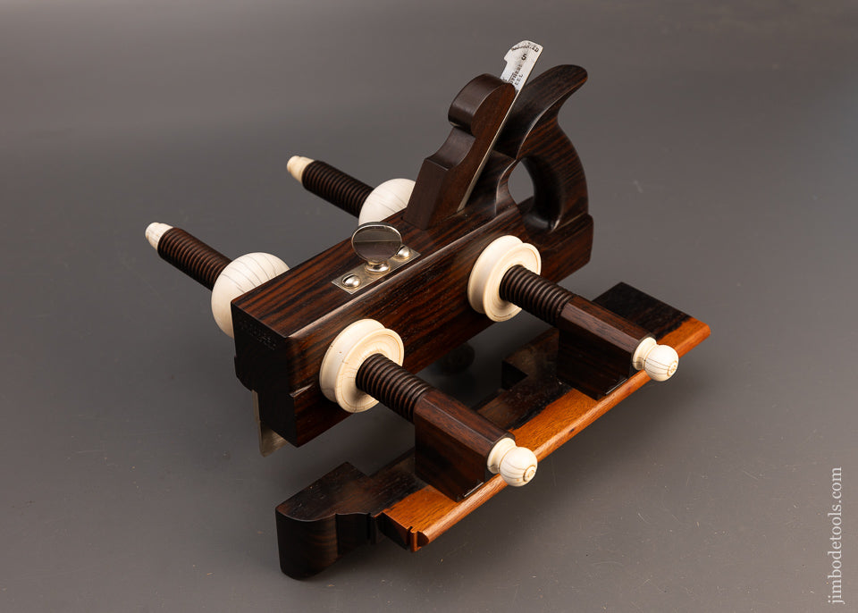 Drop Dead Stunning Solid Rosewood Screw Arm Plow Plane with Solid Nuts by DEFOREST BIRMINGHAM - EXCELSIOR 114362