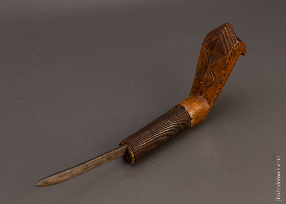 Stunning Early Hand Carved Native American Crooked Knife - EXCELSIOR 115594