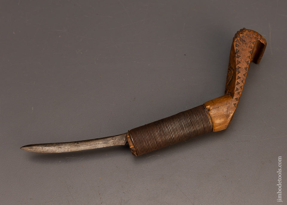 Stunning Early Hand Carved Native American Crooked Knife - EXCELSIOR 115594
