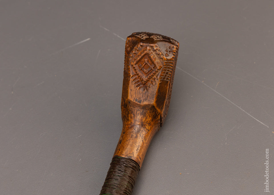 World Class Carved Native American Crooked Knife with Axe, Masonic Symbol, Peavy - EXCELSIOR 115704 - AS OF MAY 28