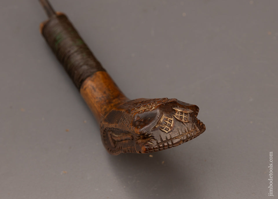 World Class Carved Native American Crooked Knife with Axe, Masonic Symbol, Peavy - EXCELSIOR 115704 - AS OF MAY 28