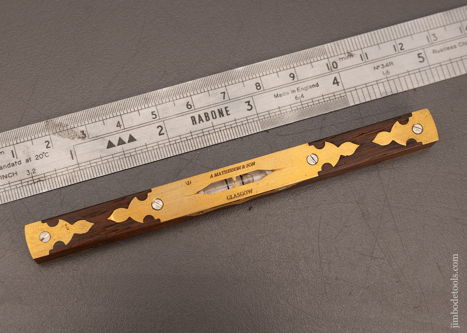 Rosewood & Brass Mini MATHIESON Scottish Level by PAUL HAMLER 4 1/2 Inch - EXCELSIOR 116309
