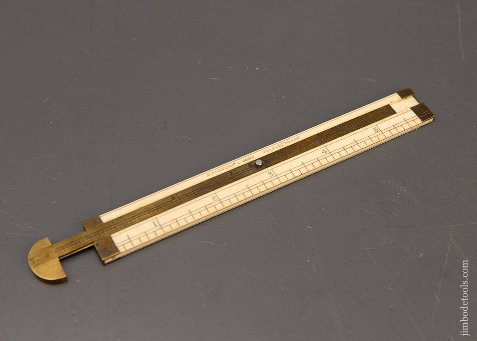 Extra Fine & Rare E. PRESTON & SONS 6 Inch Ivory Caliper Rule Near Mint - EXCELSIOR 116855