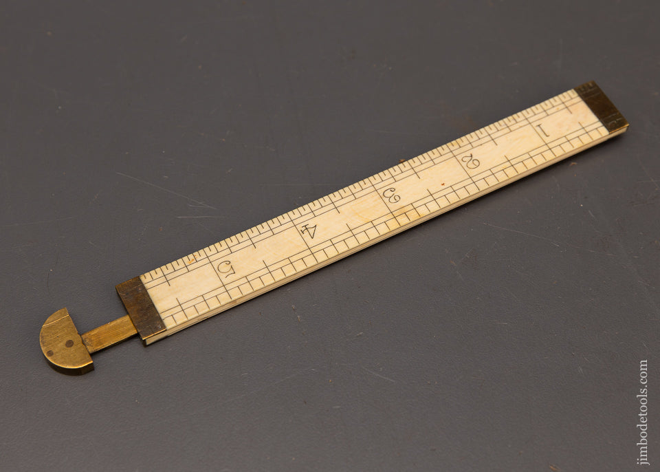 Extra Fine & Rare E. PRESTON & SONS 6 Inch Ivory Caliper Rule Near Mint - EXCELSIOR 116855