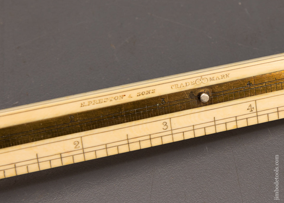 Extra Fine & Rare E. PRESTON & SONS 6 Inch Ivory Caliper Rule Near Mint - EXCELSIOR 116855