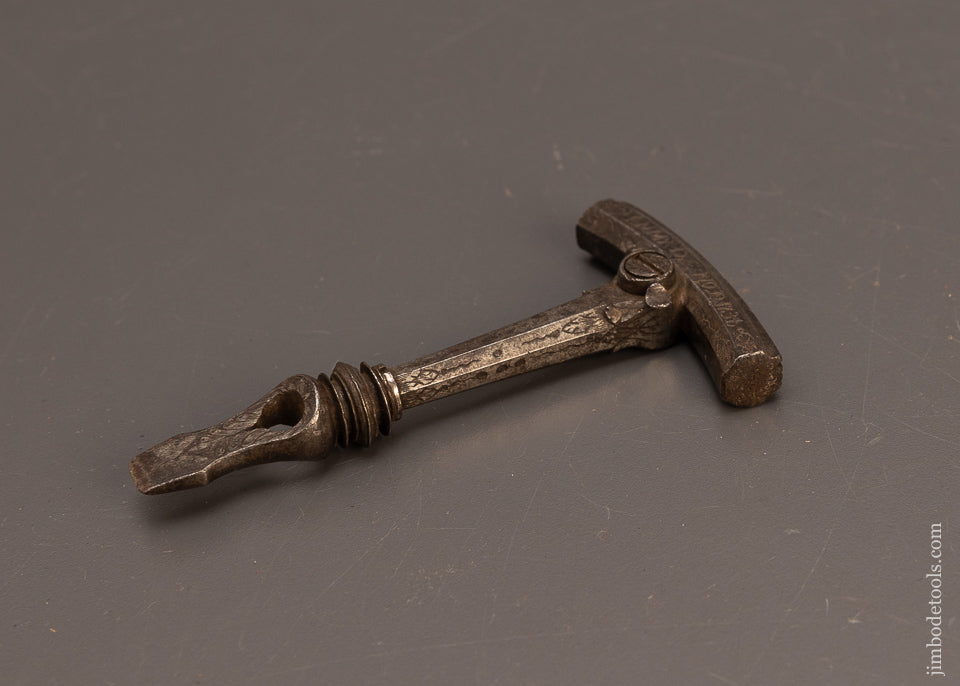 Stunning-DATED-1734-Engraved-Combination-Tool-Flint-Knapping-Hammer-&-Screwdriver-EXCELSIOR-117572