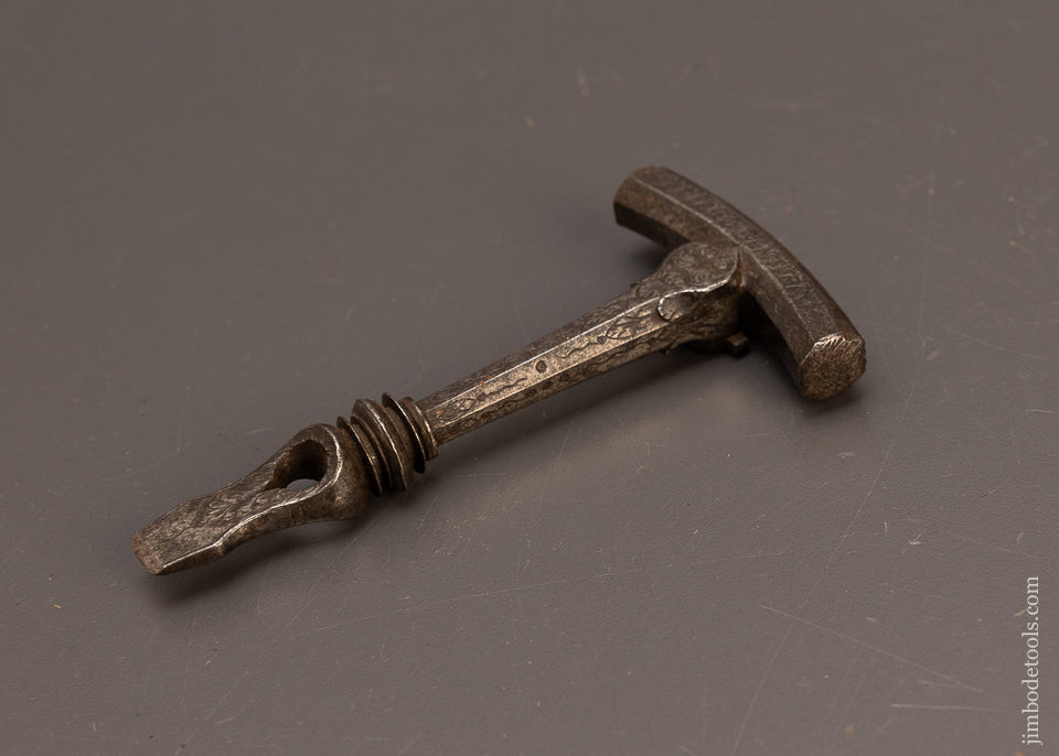 Stunning-DATED-1734-Engraved-Combination-Tool-Flint-Knapping-Hammer-&-Screwdriver-EXCELSIOR-117572