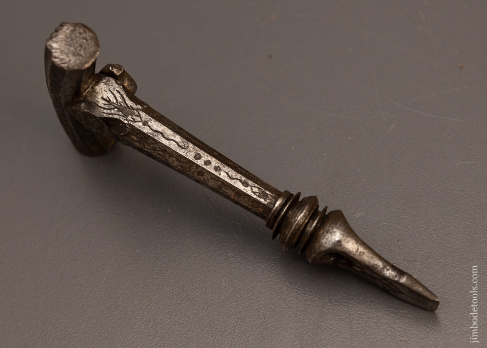 Stunning-DATED-1734-Engraved-Combination-Tool-Flint-Knapping-Hammer-&-Screwdriver-EXCELSIOR-117572
