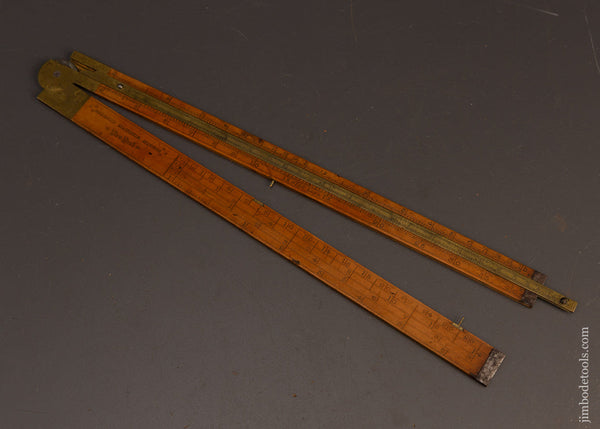 Early-&-Rare-BELCHER-BROTHERS-MAKERS-NEW-YORK-Boxwood-Rule-with-Steel-Tips-&-Brass-Slide-EXCELSIOR 117604
