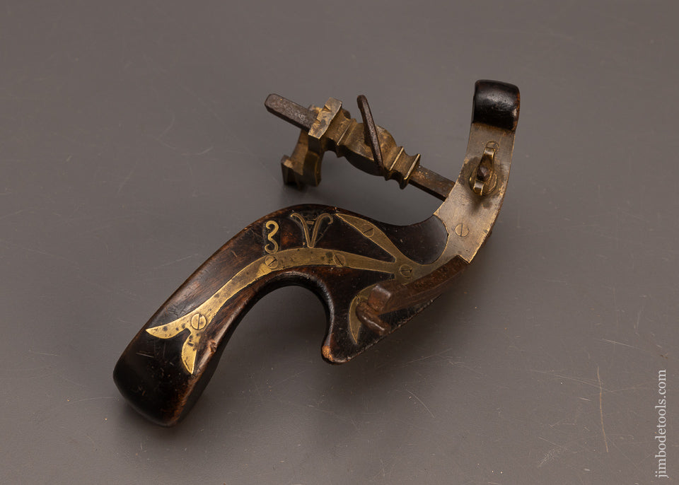 Spectacular-DATED-&-Brass-Inlaid-Carriage-Maker’s-Plow-Plane-EXCELSIOR-118055