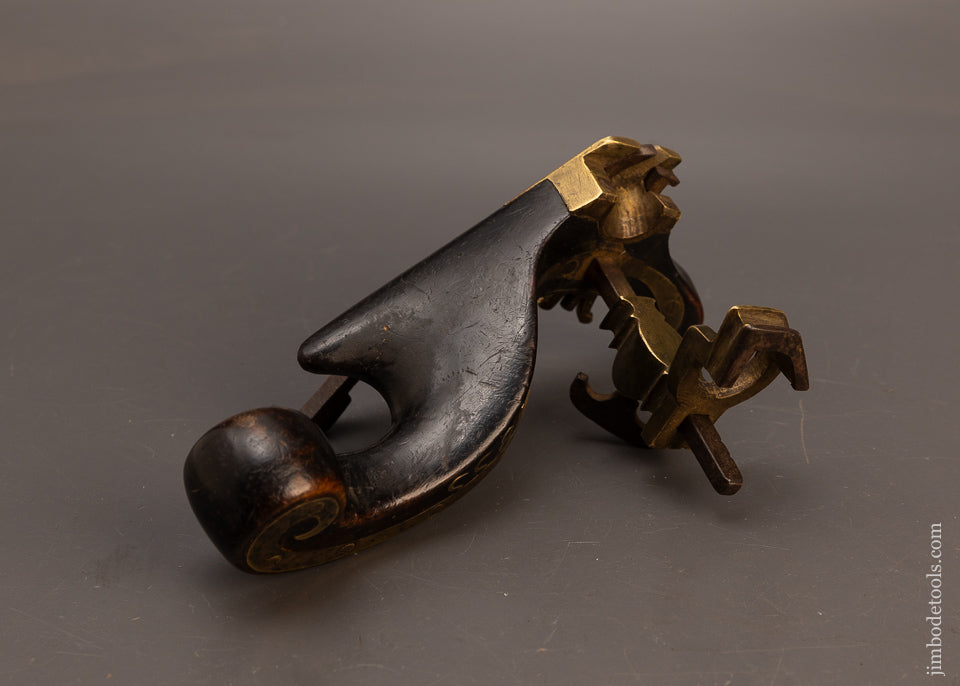 Spectacular-DATED-&-Brass-Inlaid-Carriage-Maker’s-Plow-Plane-EXCELSIOR-118055