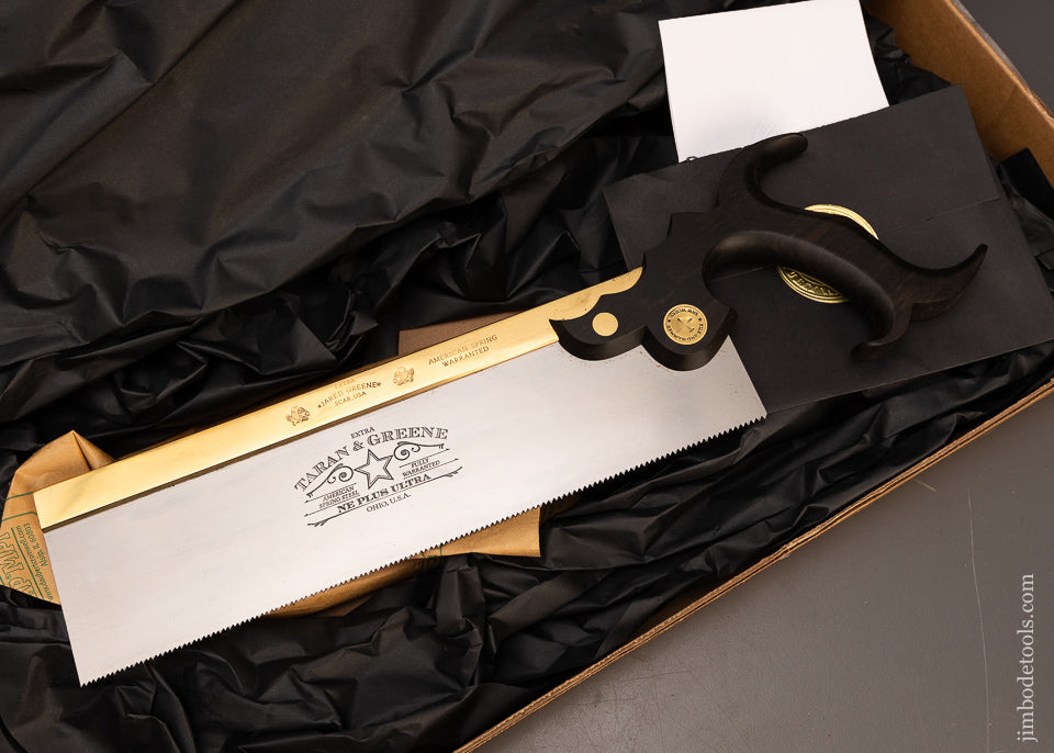 Rare-&-Mint-TARAN-&-GREENE-Triple-Cove-Brass-Back-Saw-with-GABON-Ebony-Handle-EXCELSIOR-118309