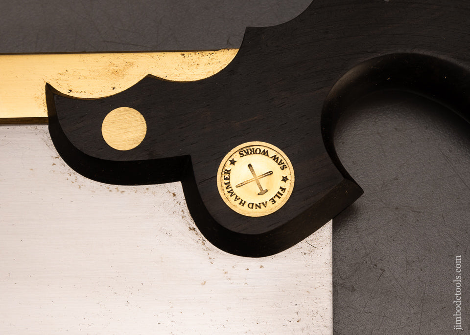 Rare-&-Mint-TARAN-&-GREENE-Triple-Cove-Brass-Back-Saw-with-GABON-Ebony-Handle-EXCELSIOR-118309