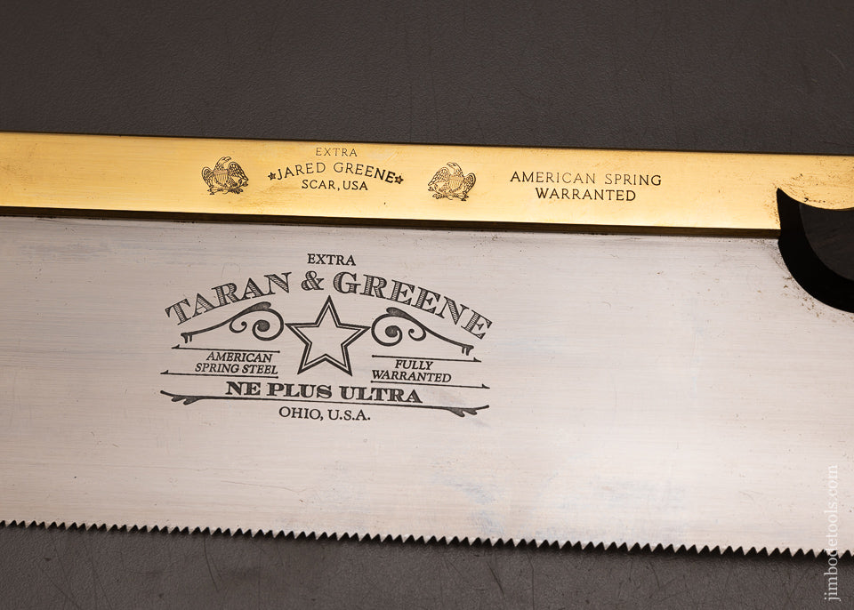 Rare-&-Mint-TARAN-&-GREENE-Triple-Cove-Brass-Back-Saw-with-GABON-Ebony-Handle-EXCELSIOR-118309