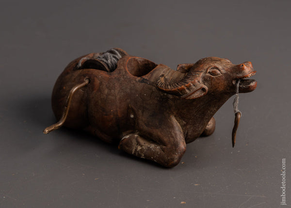 Stunning-Carved-Boxwood-Long-Horn-Cattle-Vintage-Sumitsubo-Japanese-Ink-Line-EXCELSIOR 118728