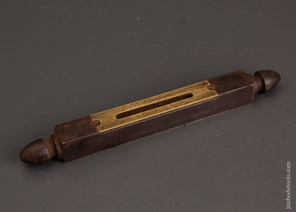 Spectacular!-HALL-&-KNAPP-NEW-BRITAIN,-CT.-Iron-Finial-Level-with-Label-EXCELSIOR-121552