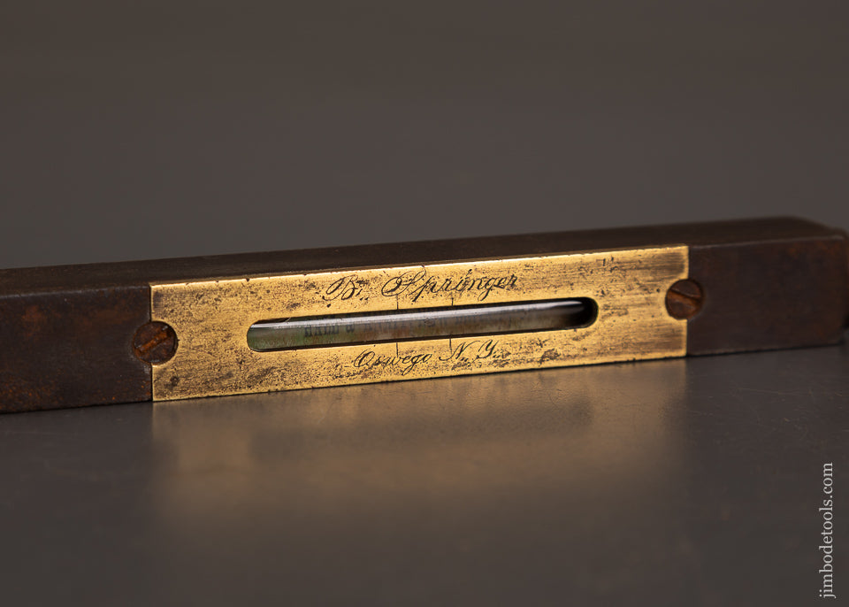 Spectacular!-HALL-&-KNAPP-NEW-BRITAIN,-CT.-Iron-Finial-Level-with-Label-EXCELSIOR-121552