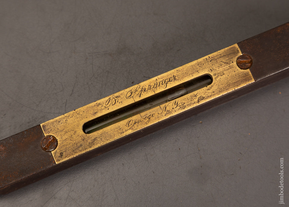 Spectacular!-HALL-&-KNAPP-NEW-BRITAIN,-CT.-Iron-Finial-Level-with-Label-EXCELSIOR-121552