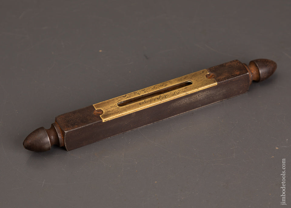 Spectacular!-HALL-&-KNAPP-NEW-BRITAIN,-CT.-Iron-Finial-Level-with-Label-EXCELSIOR-121552
