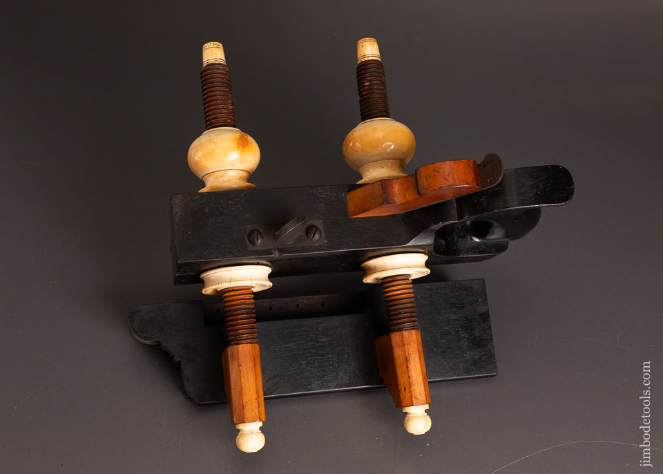 Spectacular-Solid-Ebony-Plow-Plane-by-DEFOREST-with-Ivory-Tips-and-Nuts-EXCELSIOR-121816-AS-OF-SEPT-21