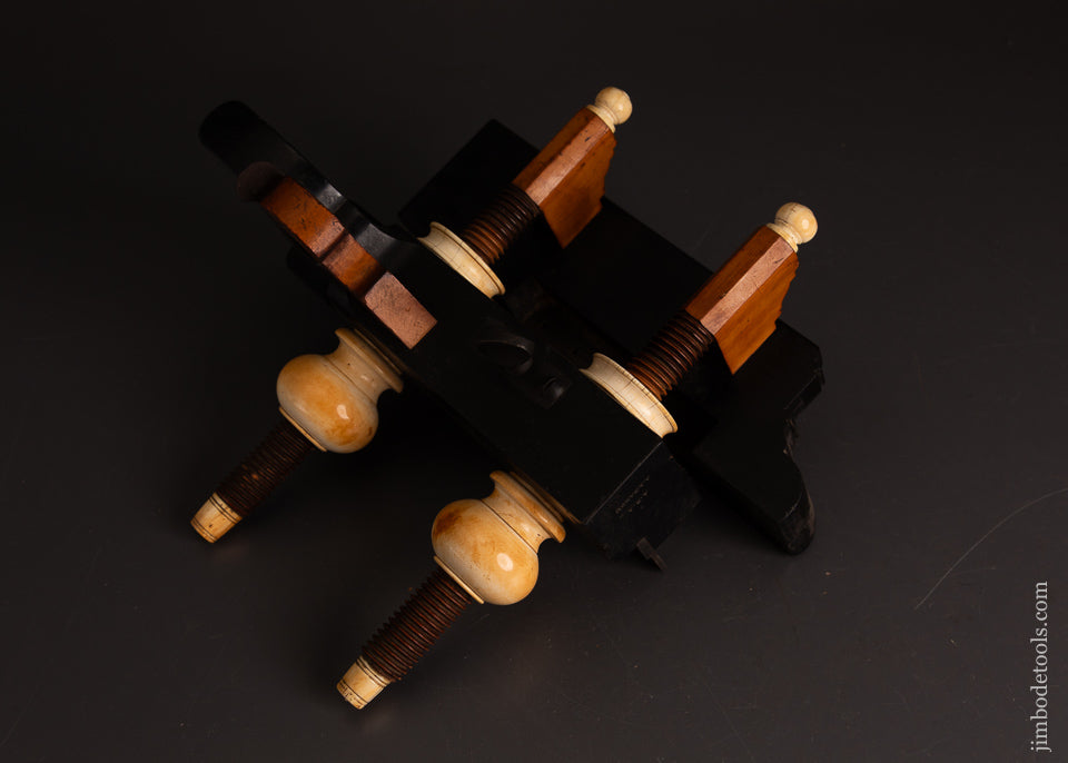 Spectacular-Solid-Ebony-Plow-Plane-by-DEFOREST-with-Ivory-Tips-and-Nuts-EXCELSIOR-121816-AS-OF-SEPT-21