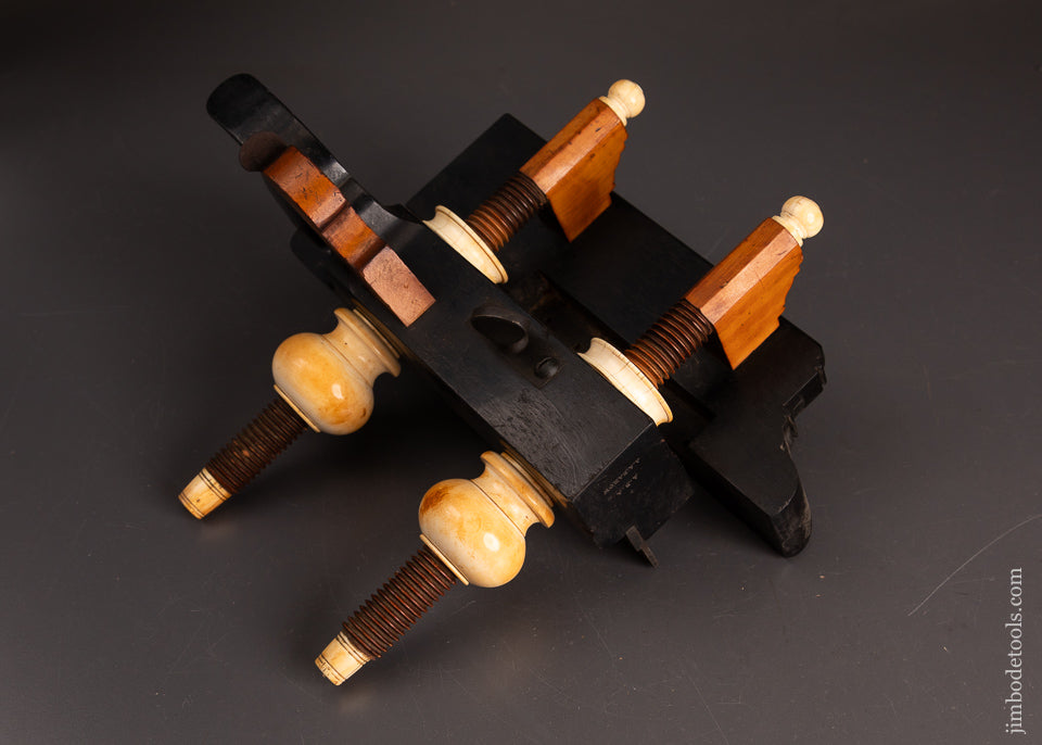 Spectacular-Solid-Ebony-Plow-Plane-by-DEFOREST-with-Ivory-Tips-and-Nuts-EXCELSIOR-121816-AS-OF-SEPT-21
