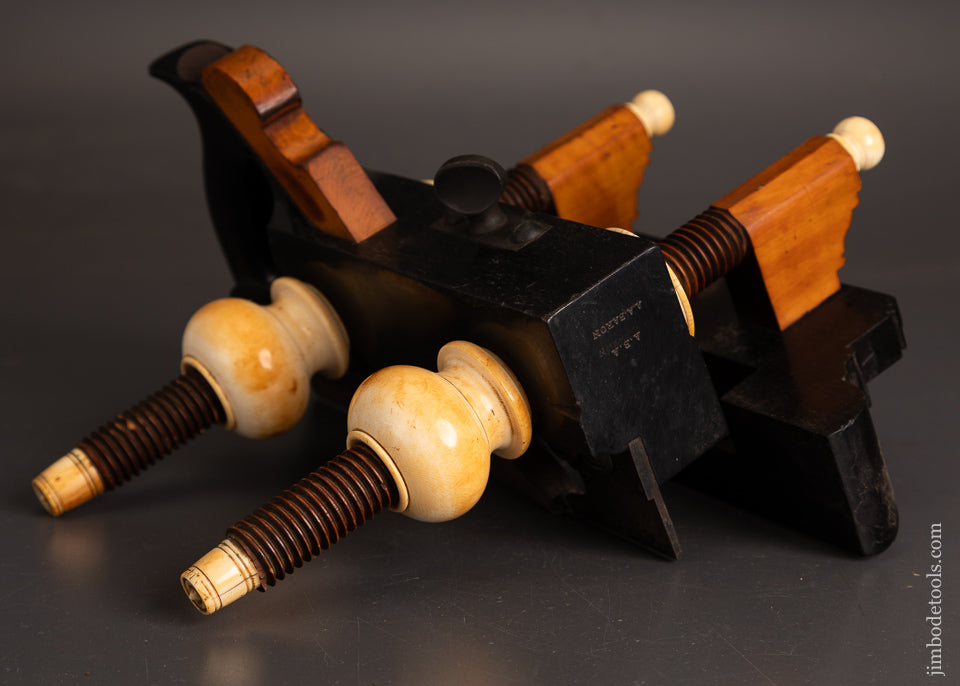Spectacular-Solid-Ebony-Plow-Plane-by-DEFOREST-with-Ivory-Tips-and-Nuts-EXCELSIOR-121816-AS-OF-SEPT-21