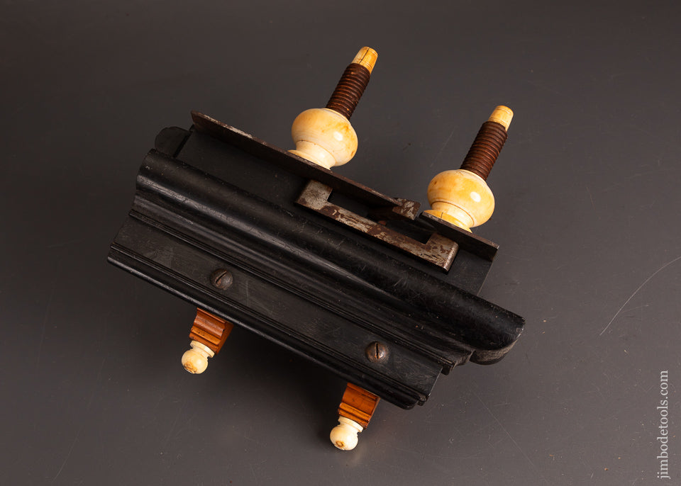 Spectacular-Solid-Ebony-Plow-Plane-by-DEFOREST-with-Ivory-Tips-and-Nuts-EXCELSIOR-121816-AS-OF-SEPT-21