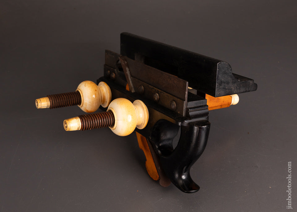 Spectacular-Solid-Ebony-Plow-Plane-by-DEFOREST-with-Ivory-Tips-and-Nuts-EXCELSIOR-121816-AS-OF-SEPT-21