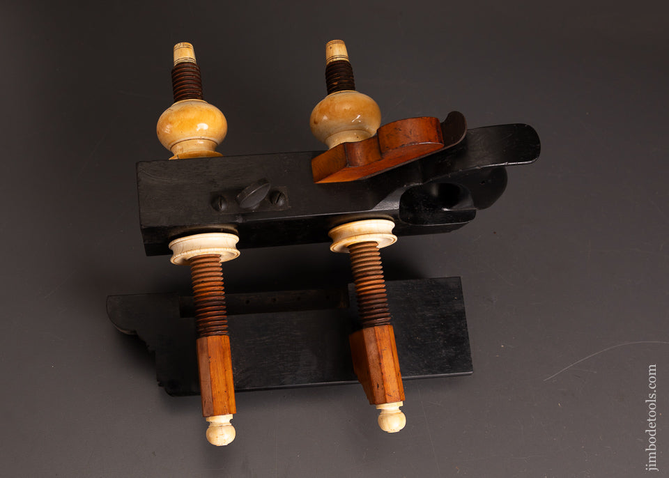 Spectacular-Solid-Ebony-Plow-Plane-by-DEFOREST-with-Ivory-Tips-and-Nuts-EXCELSIOR-121816-AS-OF-SEPT-21