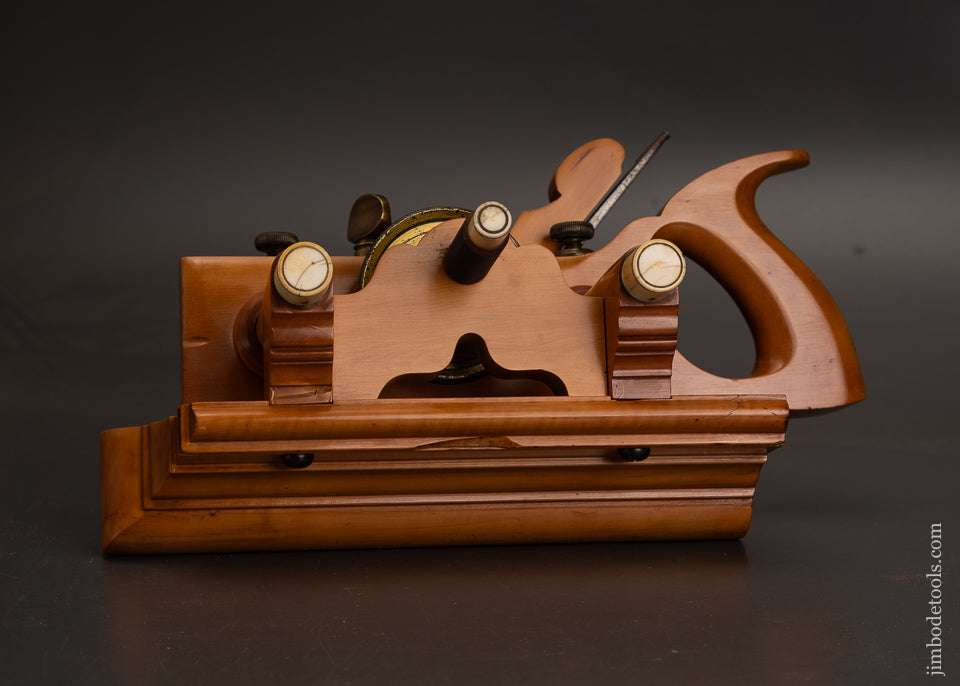 Remarkable-SANDUSKY-No.-141-Boxwood-Center-Wheel-Plow-Plane-with-Ivory-Tips-EXCELSIOR-122323-AS-OF-OCT-11