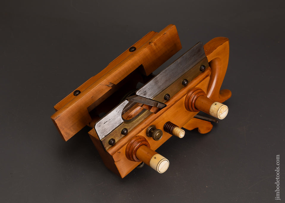 Remarkable-SANDUSKY-No.-141-Boxwood-Center-Wheel-Plow-Plane-with-Ivory-Tips-EXCELSIOR-122323-AS-OF-OCT-11
