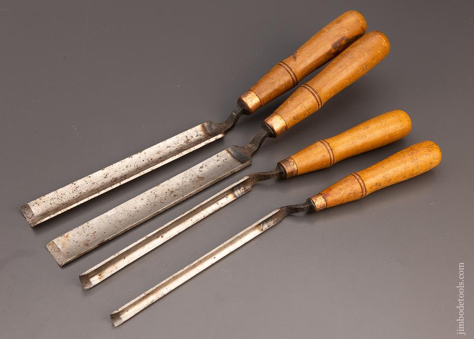 Extra Fine Set of 4 BUCK BROS. Pattern Maker’s Crank Neck Paring Gouges - 100316