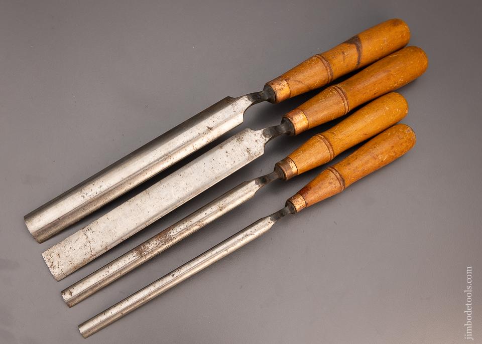 Extra Fine Set of 4 BUCK BROS. Pattern Maker’s Crank Neck Paring Gouges - 100316