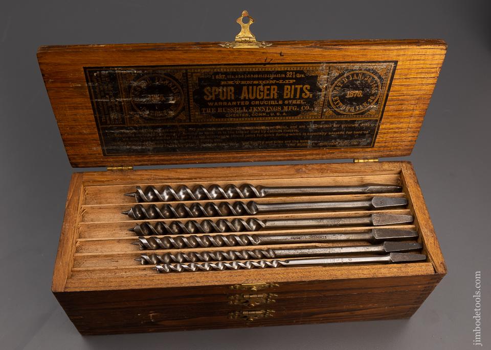 Good User Complete Set of 13 RUSSELL JENNINGS Auger Bits in Original Three Tiered Box - 100428