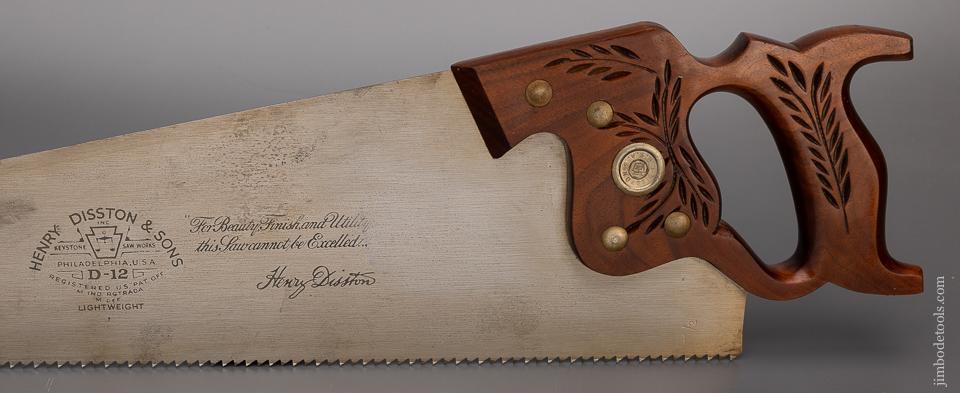 Spectacular DISSTON D-12 Rip Hand Saw with Stunning Walnut Handle Unused - 100456
