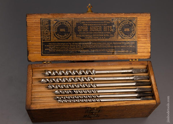 Extra Fine Complete Set of 13 RUSSELL JENNINGS Auger Bits in Original Three Tiered Box - 100515