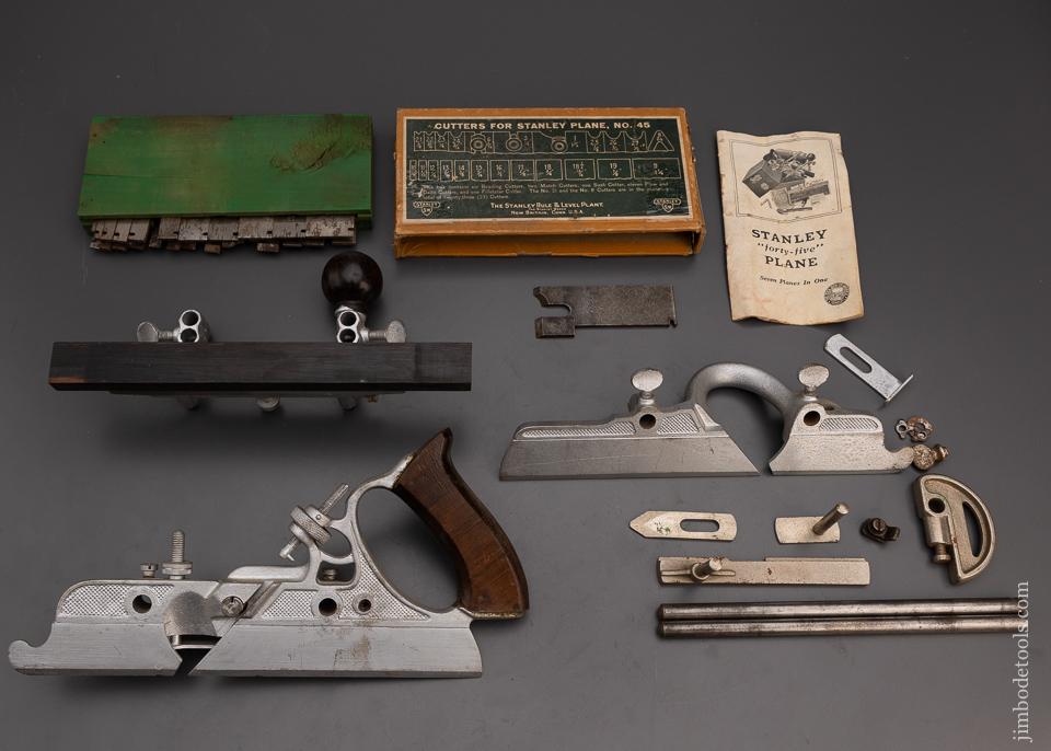Good User STANLEY No. 45 Combination Plane with All 5 Stops and All 23 Cutters - 100689