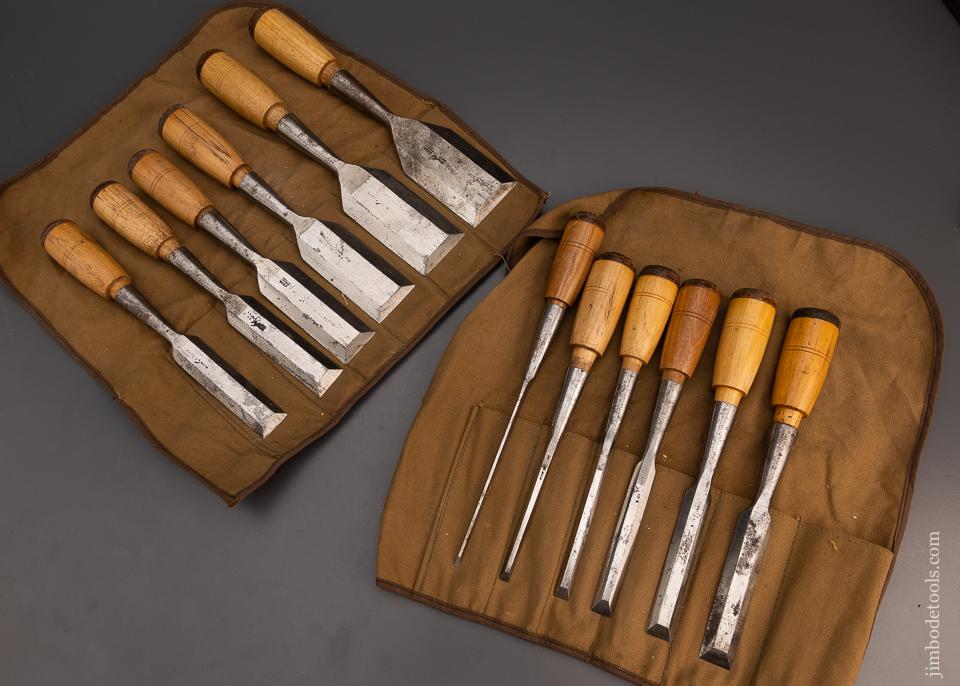 Fantastic Vintage Set of 12 BUCK BROS. Socket Firmer Bevel Edge Chisels - 100707