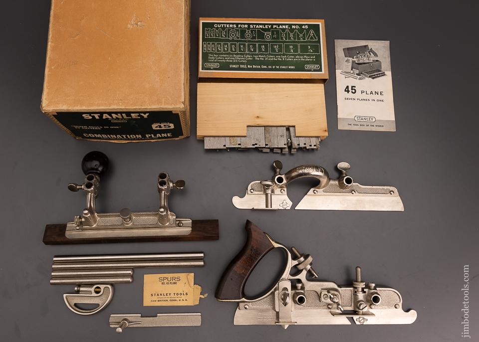 Mint Unused 100% Complete STANLEY No. 45 Combination Plow Plane in Box - 100741