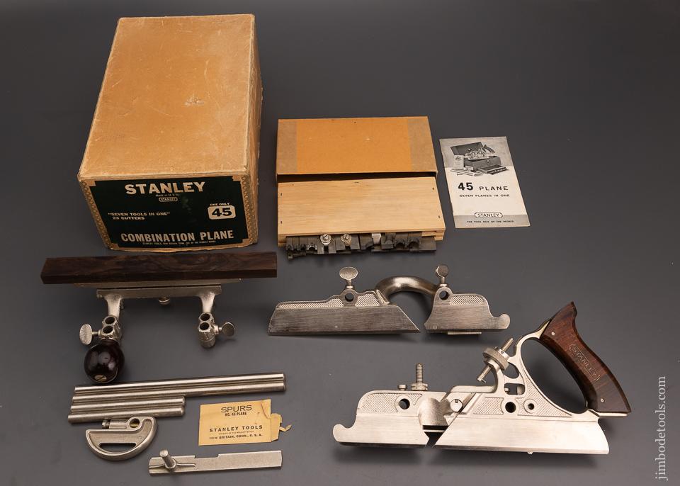 Mint Unused 100% Complete STANLEY No. 45 Combination Plow Plane in Box - 100741
