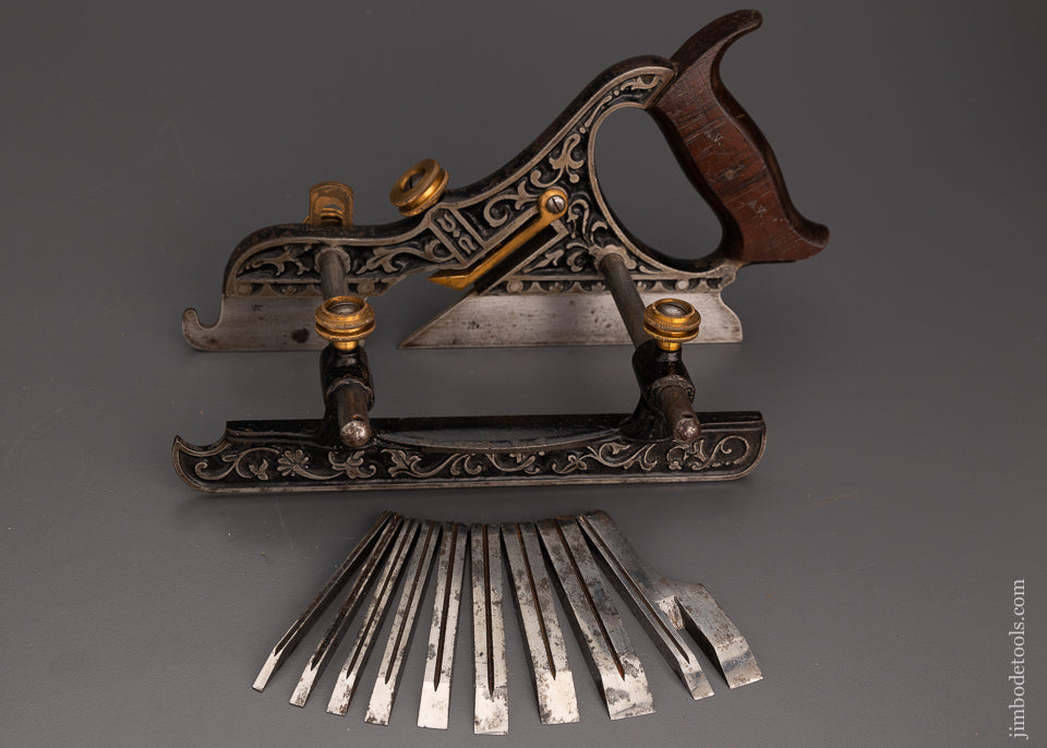 Gorgeous Ornate STANLEY MILLERS PATENT Plow Plane with Set of Irons - 100768 - AS OF DEC 3