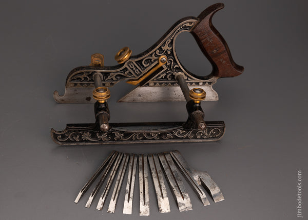 Gorgeous Ornate STANLEY MILLERS PATENT Plow Plane with Set of Irons - 100768 - AS OF DEC 3