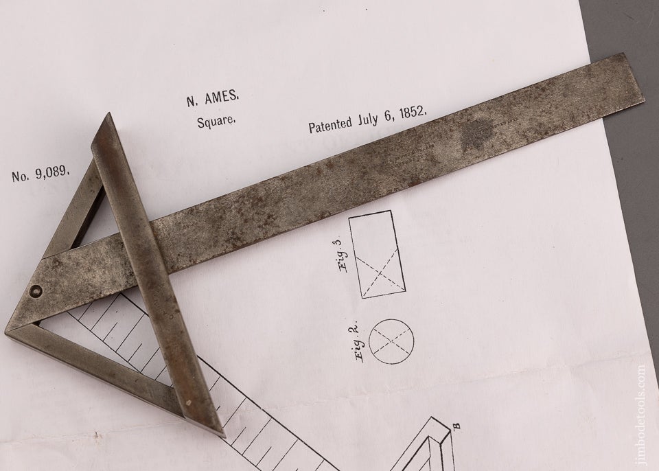 “AMES PATENT” Combination Square & Center Finder Patented 1853 - 100898