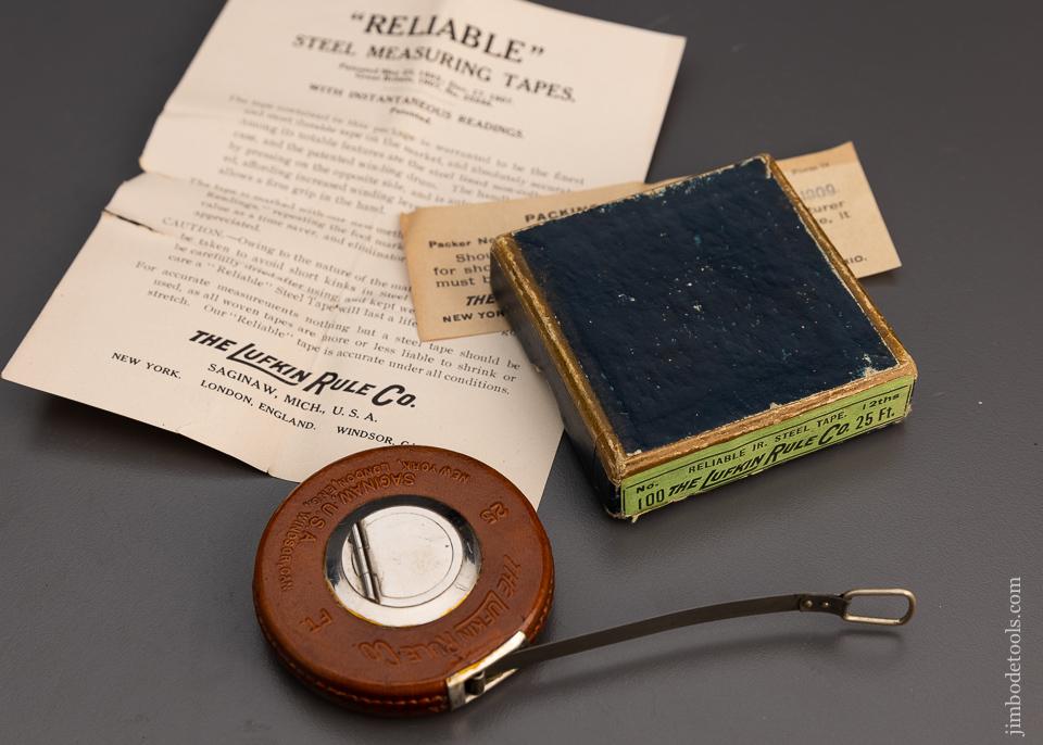 LUFKIN No. 100 Steel Tape Measure 25 Foot Mint in Box - 100904