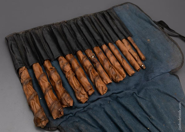 Complete Set of 13 IRWIN Auger Bits Mint in Wrappers and Original Roll - 100908